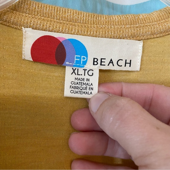 Free People Beach Bi Coastal Gold Open Duster Cardigan Sz XL - Picture 2 of 10